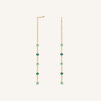 Emerald Dotted Threader Earrings leftcolumn