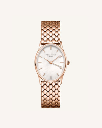 The Oval Rose Gold Steel Strap leftcolumn