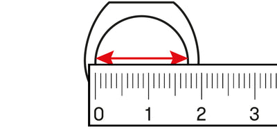 <p>What do you need:<br>- a ruler.<br>- your ring or the ring of the person you are buying for.</p><p>Measure the inner diameter of the ring and round up to the nearest mm within the table. The inner diameter of the ring is the size of the straight line from one side to the opposite side. The number of mm is your ring size. See the table above to check which size you have.</p>